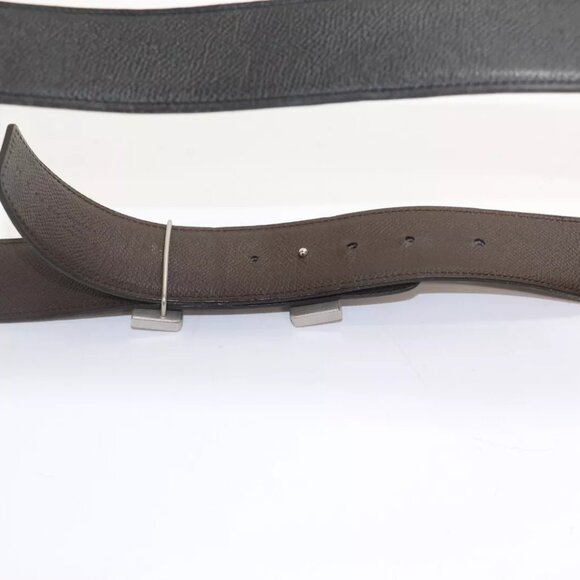 HERMÈS 95 H Guillochee Buckle Reversible Belt Noir/Silver Leather Strap - Picture 7 of 15